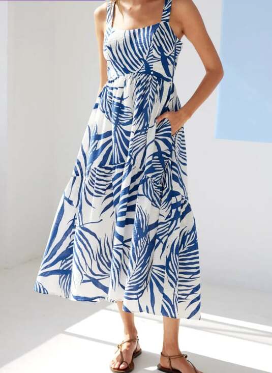AYR Dresses & Skirts - AYR The Magic Moment Midi Dress in Blue White Palm Size Large